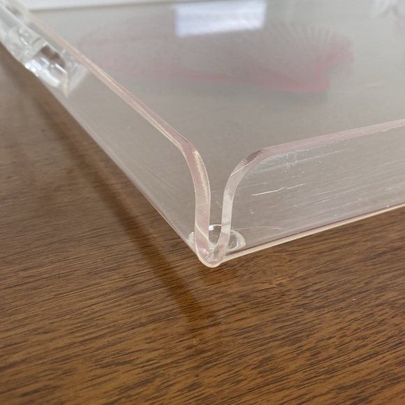 Vintage Lucite Acrylic Clam Scallop Shells Seashell Tray with Handles - Picture 5 of 7